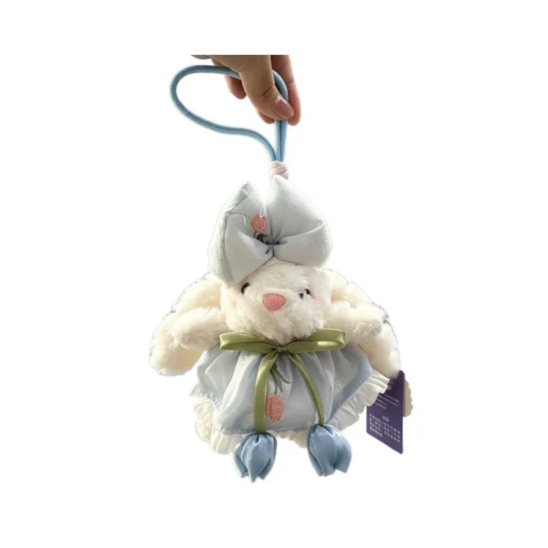 Lop Ear Bunny Plush Toy Rabbit Stuffed Animal Keychain Cute Bow Pendant 20cm