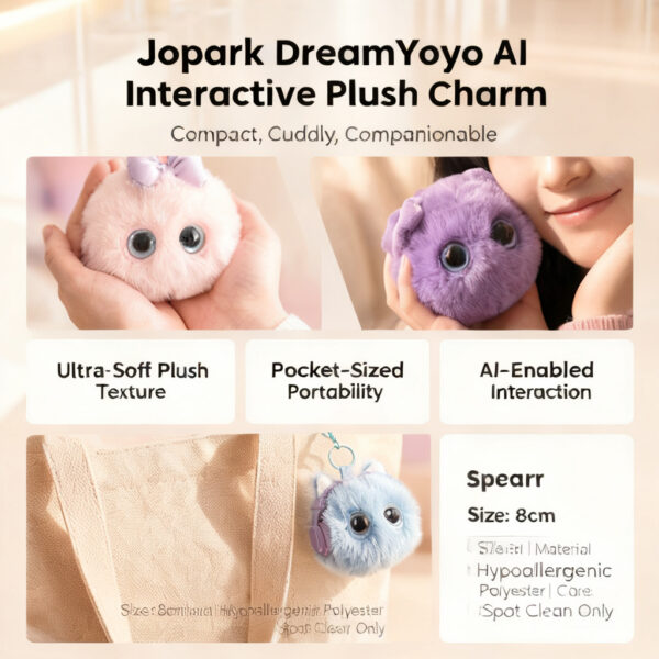 Jopark Dreamy AI Smart Toy Interactive Plush Doll Backpack Charm Gift for Kids 7-14