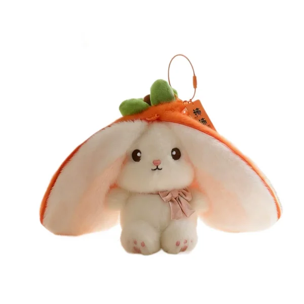 Strawberry Plush Toy Transforms into Rabbit Doll Carrot Gift Super Cute 13CM
