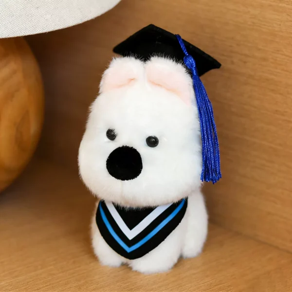 Graduation Doctor Dog West Highland White Terrier Plush Toy Stuffed Animal Doll Gift for Students with Logo
